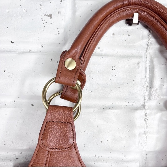 AMERILEATHER Judelle Like New saddle Brown Leather satchel shoulder bag - Picture 3 of 7